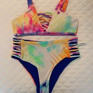 Tinibikini tie dye ribbed cheeky bikini set